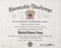 Navy Honorable Discharge Certificate