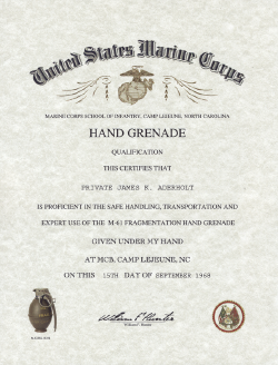 USMC Hand Grenade Qualification Certificate