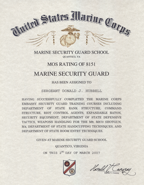 USMC MOS 8151 Marine Security Guard