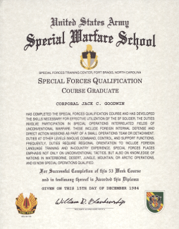 Special Forces Q Course Certificate